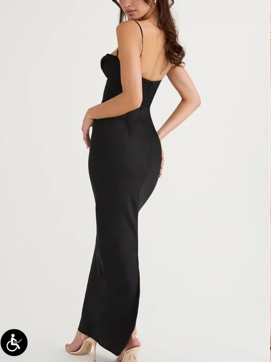 NWOT HOUSE OF CB CHARMAINE CORSET MAXI DRESS BLACK SIZE XS REG CUP - Picture 3 of 3